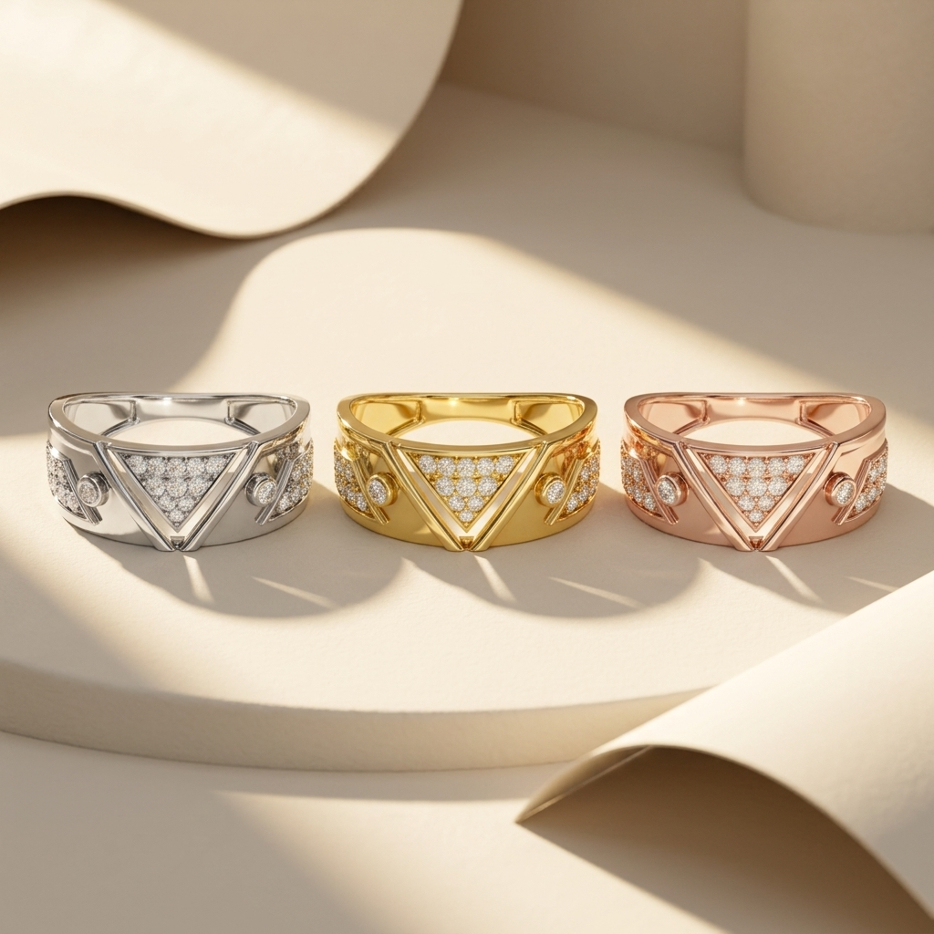 Yellow White Rose Gold Triangle Geometric Diamond Band Collection
Triangle Diamond Band Three Metal Options
Yellow White Rose Gold Diamond Band Collection
Triangle Geometric Diamond Band Metal Choices
Wide Diamond Band Three Gold Colors
Yellow White Rose Gold Statement Band
Triangle Pave Diamond Band Collection
Diamond Band Available Three Metals
Yellow White Rose Gold Ring Display
Triangle Geometric Diamond Band Color Options