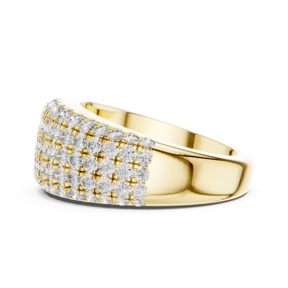 Angled view yellow gold wide Pave diamond band ring
Yellow gold multi row diamond ring side perspective
Yellow gold statement diamond band angled profile view
Wide yellow gold ring with round brilliant diamonds
Yellow gold luxury Pave diamond anniversary band
Side perspective yellow gold layered diamond ring
Bold yellow gold multi diamond fashion band
Yellow gold wide statement ring with Pave diamonds
Angled yellow gold round diamond band ring
Yellow gold side angle wide diamond ring display