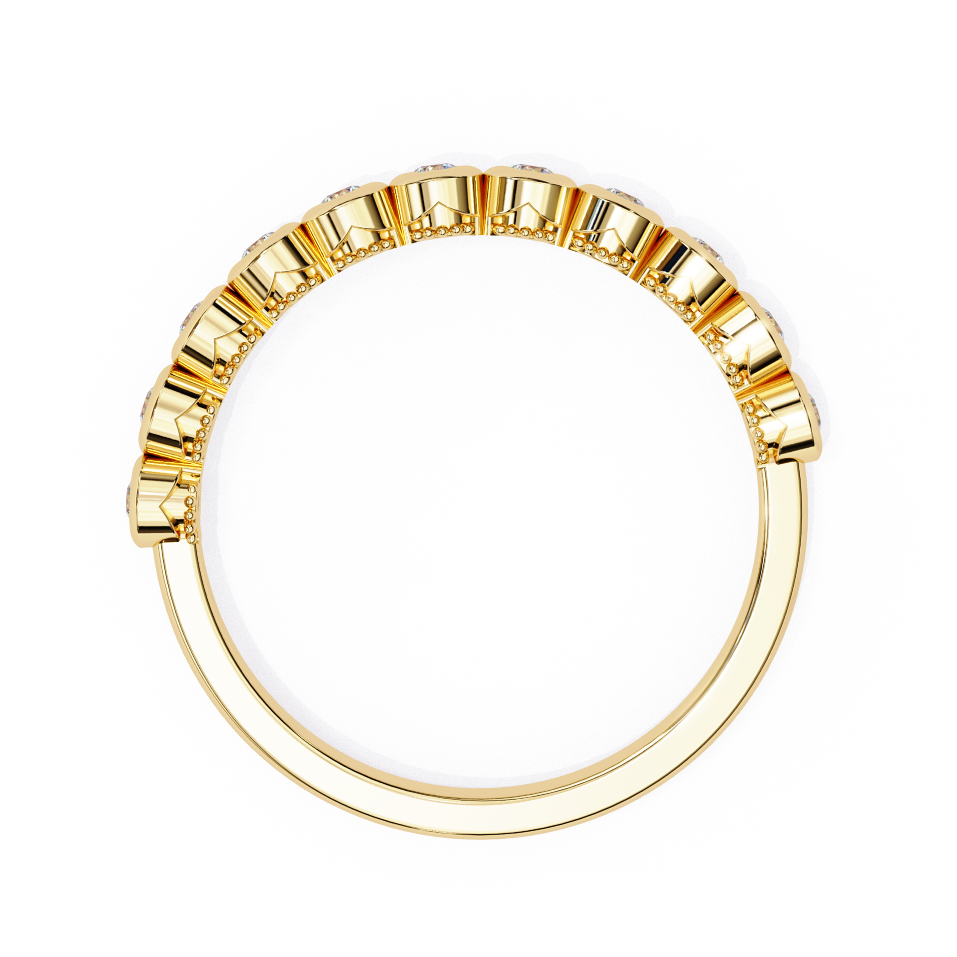 Yellow gold bezel diamond band back view
Back side of yellow gold bezel diamond ring
Yellow gold diamond band rear view
Bezel set diamond band inner view
Yellow gold ring back profile
Diamond bezel band inside view
Yellow gold diamond band underside
Bezel diamond ring back angle
Yellow gold band with bezel setting back
Diamond bezel band back design
