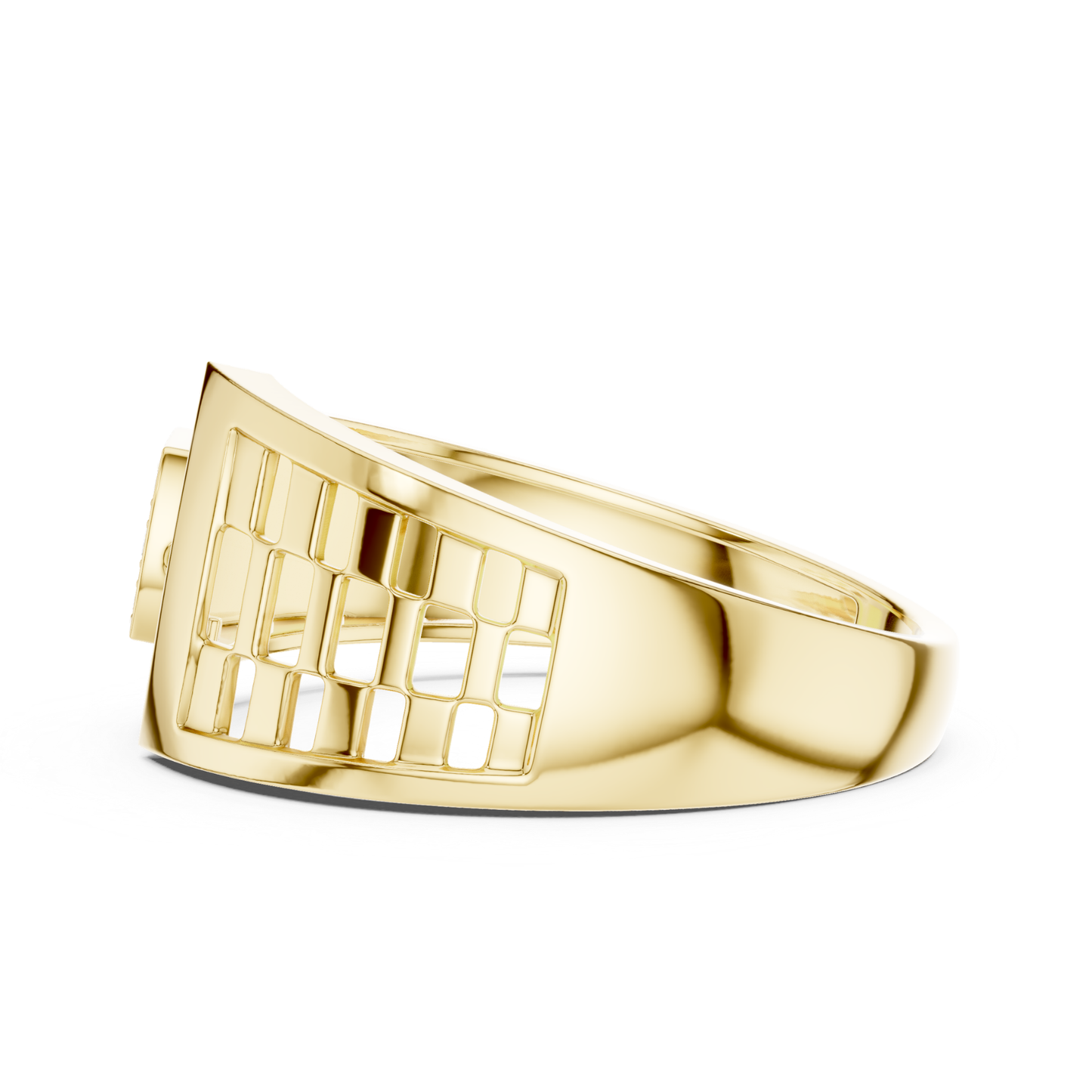 Side profile of yellow gold designer ring
Yellow gold ring with geometric side design
Luxury yellow gold fashion ring side view
Stylish yellow gold men’s ring side angle
Modern yellow gold ring with open pattern design
Premium yellow gold ring side perspective
Elegant yellow gold statement ring side shot
High polish yellow gold ring side detail
Bold yellow gold designer ring profile view
Exclusive yellow gold ring with modern side pattern
