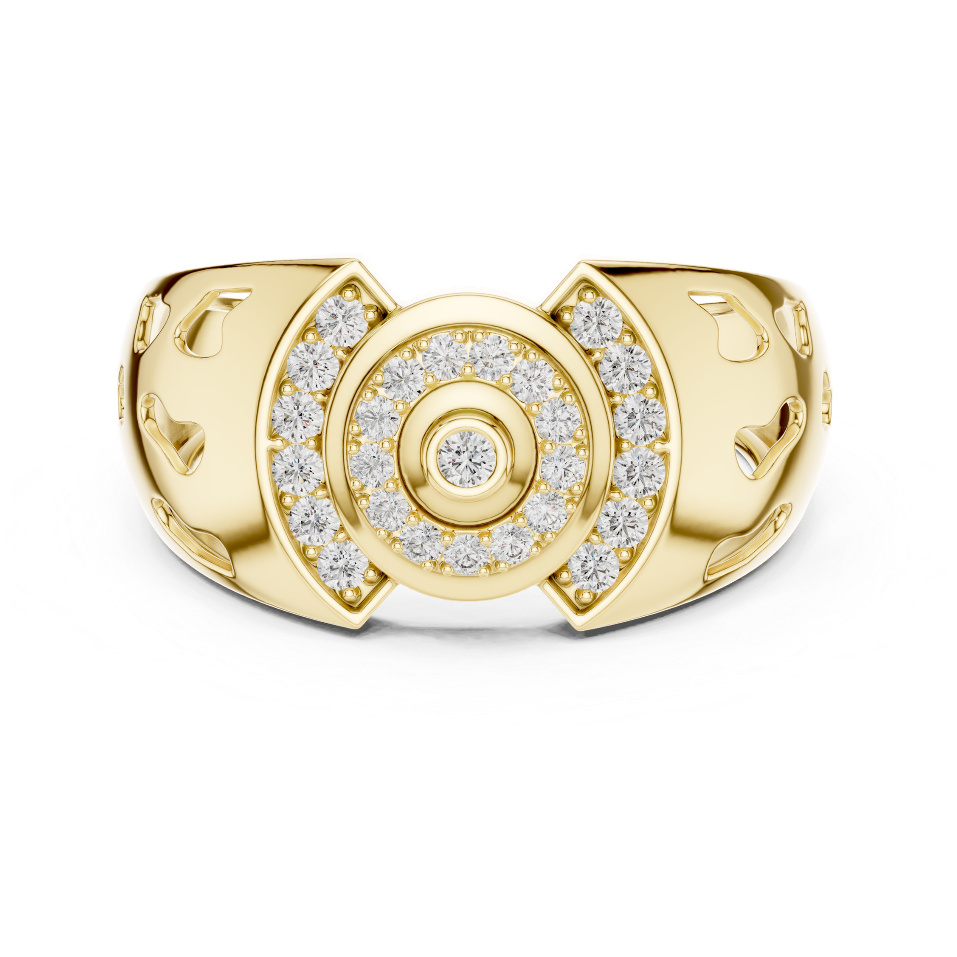 Yellow gold round diamond halo statement ring
Round diamond circle cluster gold ring
Yellow gold bold diamond fashion ring
Round halo diamond gold band ring
Gold circular diamond statement ring
Yellow gold modern diamond cluster ring
Round brilliant diamond wide gold ring
Gold diamond halo cocktail ring design
Luxury yellow gold diamond ring style
Round diamond center gold statement band