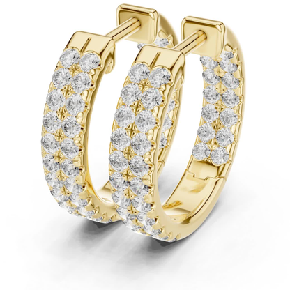 Yellow gold diamond hoop earrings front angle view
Diamond hoop earrings in yellow gold close view
Yellow gold pavé diamond hoop earrings angle view
Front angle yellow gold diamond hoop earrings
Round diamond hoop earrings yellow gold style
Yellow gold hoop earrings with diamond rows
Diamond pavé hoop earrings front perspective view
Yellow gold luxury diamond hoop earrings
Close angle view yellow gold diamond hoops
Yellow gold diamond hoop earrings detailed view