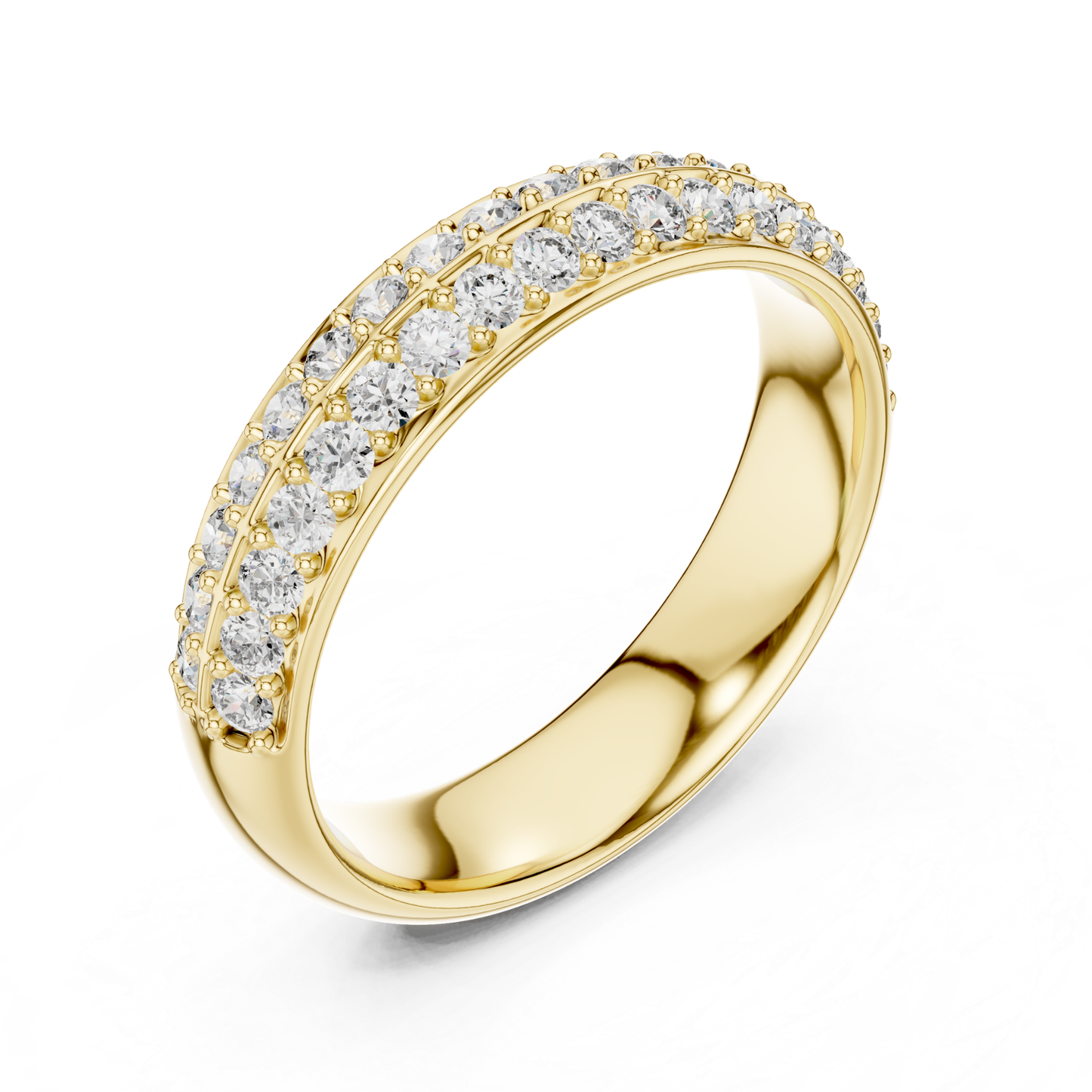 Angled view yellow gold diamond pave ring design
Yellow gold double row diamond ring angle view
Perspective view diamond pave band in yellow gold
Yellow gold diamond band angled display ring
Round diamond pave ring side angle view
Double row diamond band perspective view design
Yellow gold diamond ring three quarter view
Angled yellow gold pave diamond band style
Gold diamond ring diagonal view close up
Yellow gold diamond pave ring tilted view