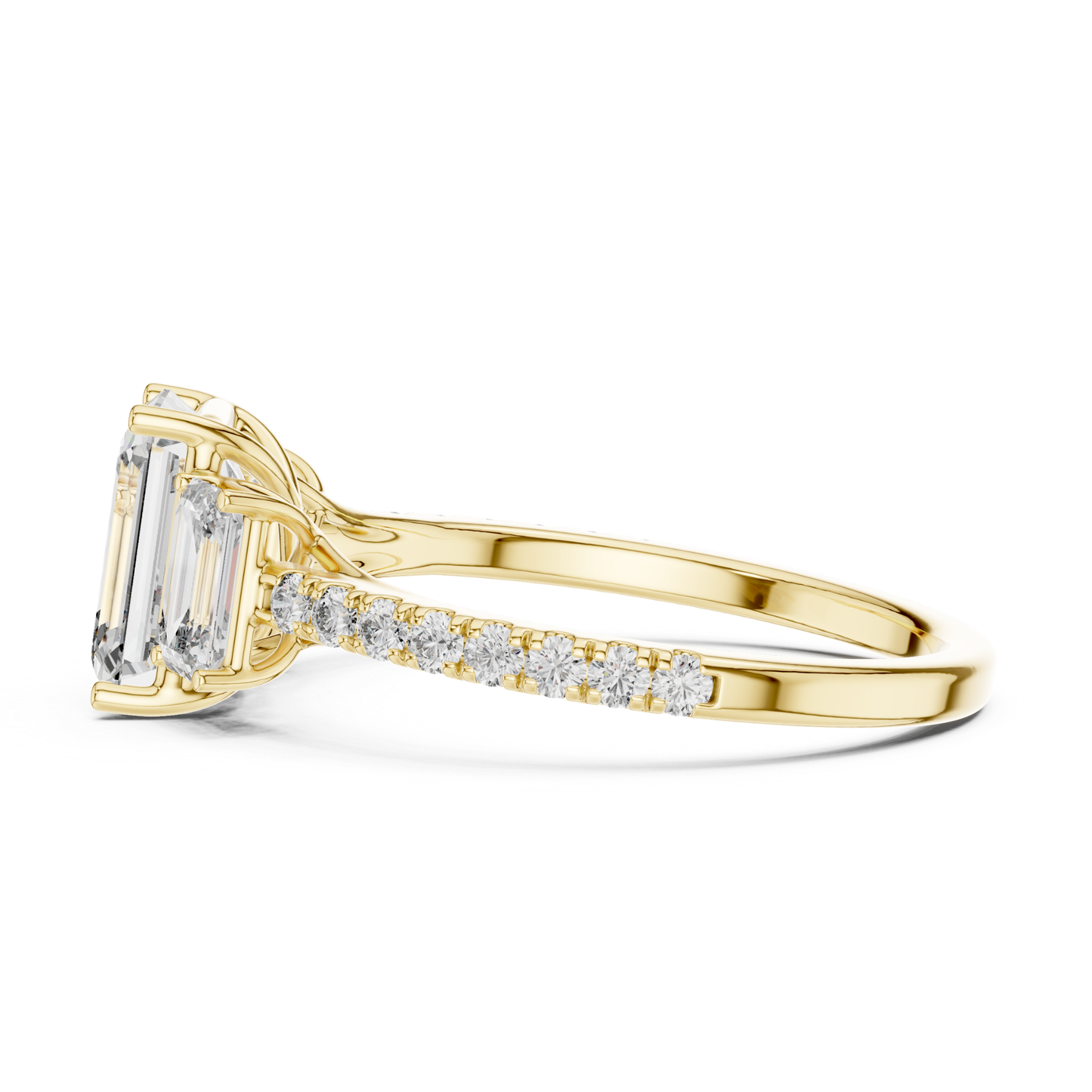 Yellow gold emerald cut diamond ring profile view
Side profile emerald cut three stone diamond ring
Yellow gold diamond ring with emerald cut center stone
Emerald cut diamond ring side angle in yellow gold
Three stone emerald diamond ring profile view
Yellow gold ring with diamond accented band
Emerald cut diamond engagement ring side profile
Yellow gold three stone diamond ring side view
Classic emerald cut diamond ring profile angle
Diamond ring with emerald cut center and side stones