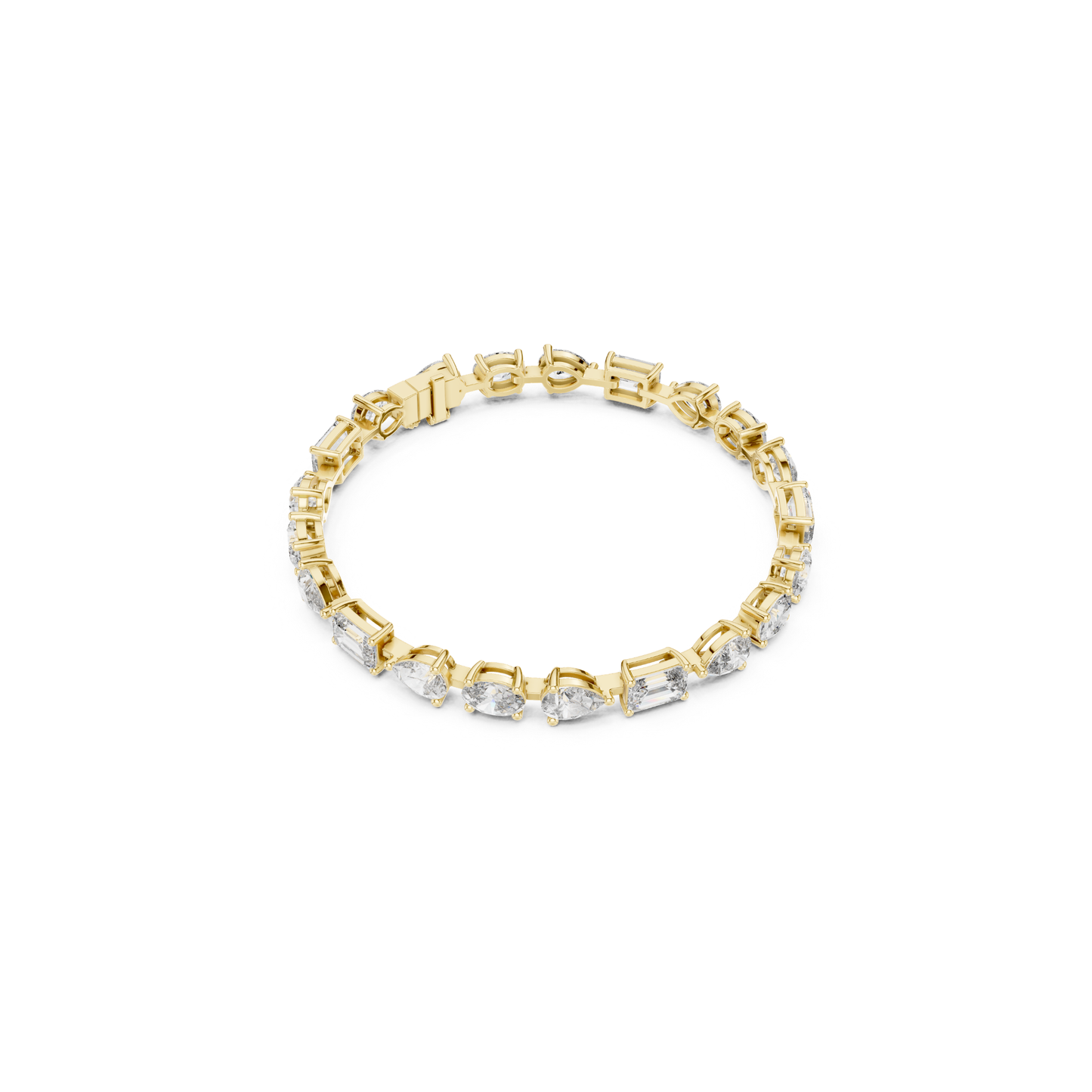 Top view yellow gold emerald oval pear diamond bracelet
Yellow gold bracelet with mixed diamond shapes
Emerald oval pear diamond bracelet top angle
Multi shape diamond tennis bracelet overhead view
Yellow gold bracelet with pear oval diamonds
Emerald cut diamond bracelet top profile
Yellow gold mixed cut diamond line bracelet
Oval pear emerald diamond bracelet design
Top angle mixed shape diamond bracelet
Yellow gold bracelet featuring emerald oval pear diamonds