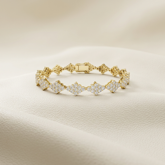 Yellow gold floral cluster diamond tennis bracelet
Luxury diamond flower link bracelet in yellow gold
Elegant floral motif diamond bracelet on beige background
Fine jewelry yellow gold cluster diamond bracelet
Premium flower shape diamond link tennis bracelet
Sparkling floral diamond bracelet with box clasp
Contemporary yellow gold diamond cluster bracelet
Luxury multi flower diamond bracelet close up
Elegant diamond floral link bracelet jewelry design
Yellow gold statement bracelet with clustered diamonds