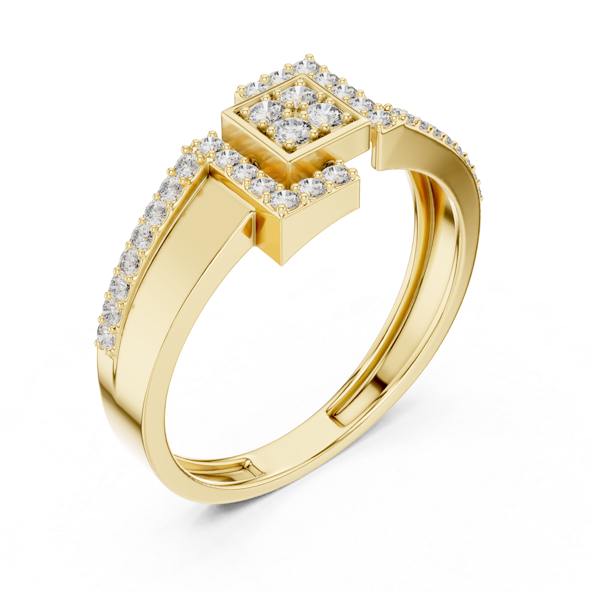 Yellow gold geometric cluster diamond ring design
Modern yellow gold pave diamond statement ring
Yellow gold square halo diamond fashion ring
Contemporary yellow gold geometric diamond band
Yellow gold layered cluster diamond ring style
Luxury yellow gold round diamond ring design
Yellow gold abstract halo diamond band ring
Minimal yellow gold geometric diamond ring style
Yellow gold polished band with pave diamonds
Elegant yellow gold geometric diamond ring