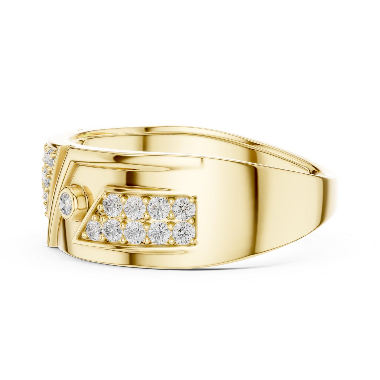 Yellow gold geometric cluster diamond ring side view
Side angle yellow gold abstract diamond band ring
Modern yellow gold wide band diamond ring design
Yellow gold polished geometric statement ring profile
Contemporary yellow gold cluster diamond fashion ring
Yellow gold rectangular cluster diamond band style
Luxury yellow gold geometric diamond ring side angle
Bold yellow gold architectural diamond band ring
Yellow gold modern statement diamond ring profile
Elegant yellow gold geometric cluster band ring