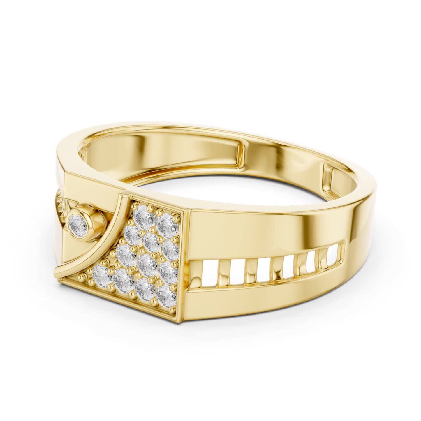 Yellow gold geometric diamond band ring back view
Back profile yellow gold statement diamond ring
Yellow gold modern geometric band rear angle
Contemporary yellow gold diamond ring back side
Yellow gold polished statement band profile
Elegant yellow gold geometric ring rear view
Yellow gold luxury band with diamond details
Bold yellow gold fashion ring back angle
Yellow gold designer geometric band profile
Yellow gold wide statement ring rear view
