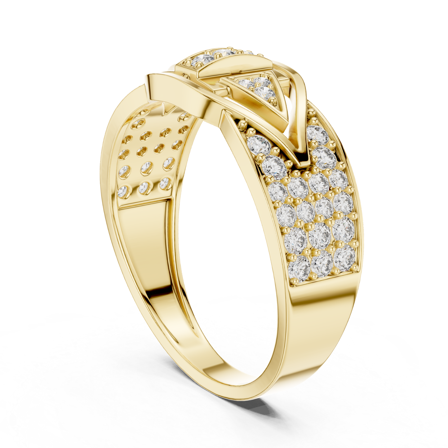 Perspective view yellow gold geometric diamond ring
Yellow gold round diamond ring angled design
Yellow gold statement diamond ring perspective view
Geometric yellow gold ring with round diamonds
Modern yellow gold diamond band angled profile
Round diamond yellow gold luxury fashion ring
Yellow gold architectural style diamond ring
Yellow gold designer ring with diamond accents
Wide band yellow gold cluster diamond ring
Angled yellow gold geometric diamond ring view