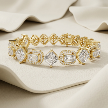 Yellow gold mixed cut geometric diamond bracelet
Luxury emerald and asscher cut diamond link bracelet
Elegant multi shape diamond bracelet in yellow gold
Fine jewelry geometric diamond statement bracelet
Premium emerald cut halo diamond link bracelet
Sparkling asscher and emerald diamond bracelet design
Luxury mixed shape diamond bracelet with geometric links
Contemporary yellow gold diamond link bracelet close up
Elegant large stone diamond statement bracelet
Yellow gold geometric multi cut diamond bracele