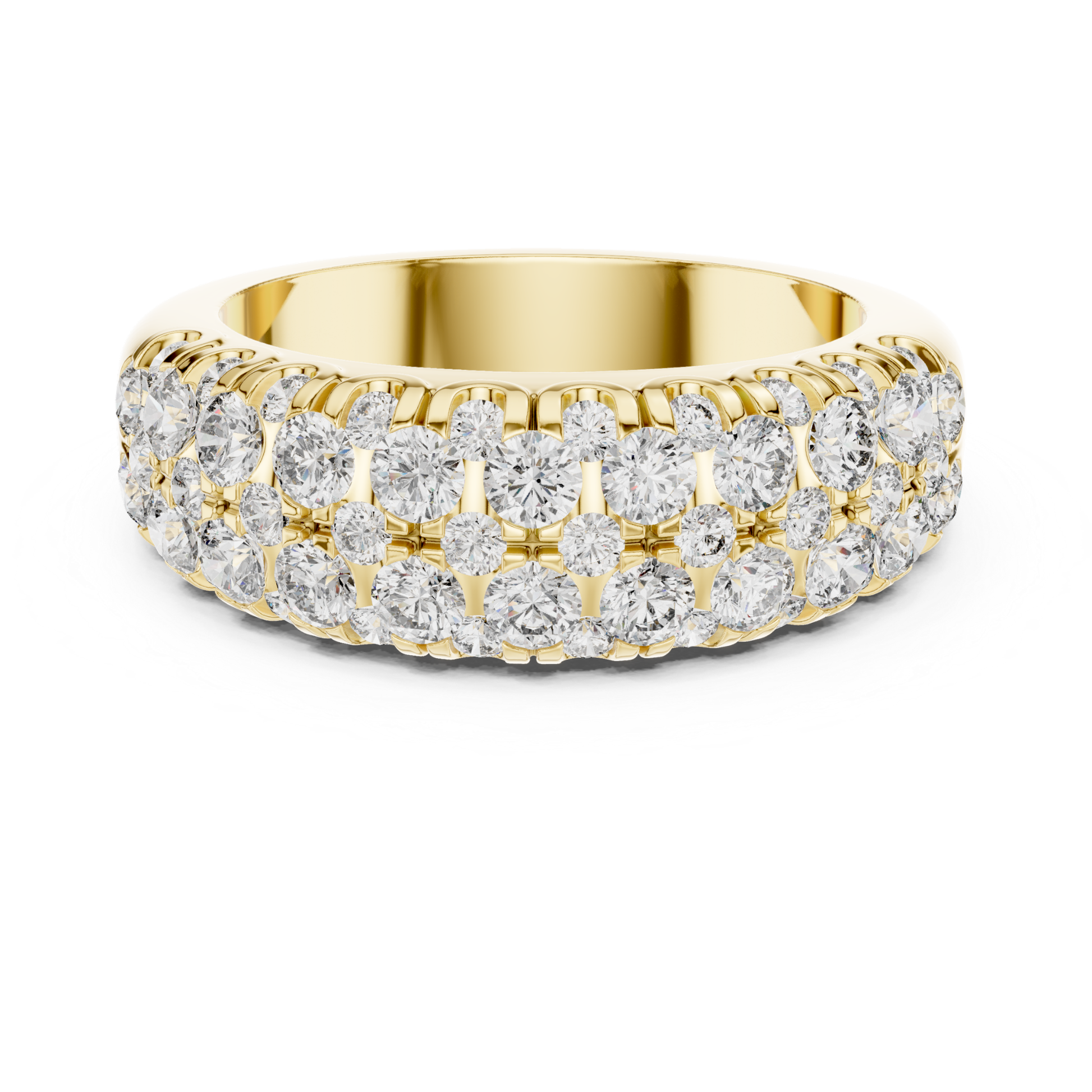 Yellow gold round diamond multi row eternity band ring
Luxury yellow gold diamond anniversary band with round stones
Wide yellow gold wedding band with round brilliant diamonds
Triple row diamond eternity ring in yellow gold
Round cut diamond band in yellow gold
Yellow gold Pave diamond eternity band for women
Elegant yellow gold multi diamond wedding ring band
Thick yellow gold diamond band with brilliant round diamonds
Modern yellow gold eternity ring Yellow gold luxury diamond band ring