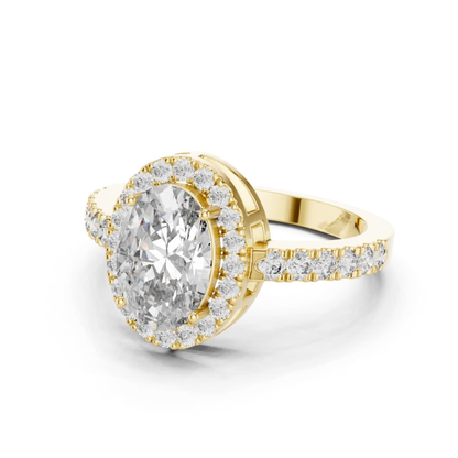 Yellow gold oval halo diamond ring angled view
Oval halo diamond ring in yellow gold
Yellow gold oval cut halo engagement ring
Oval diamond halo ring with pavé band
Yellow gold oval center diamond halo ring
Lab grown oval halo diamond ring
Yellow gold oval diamond ring with accent diamonds
Oval halo ring with polished gold band
Yellow gold halo engagement ring with oval diamond
Classic oval halo diamond ring
