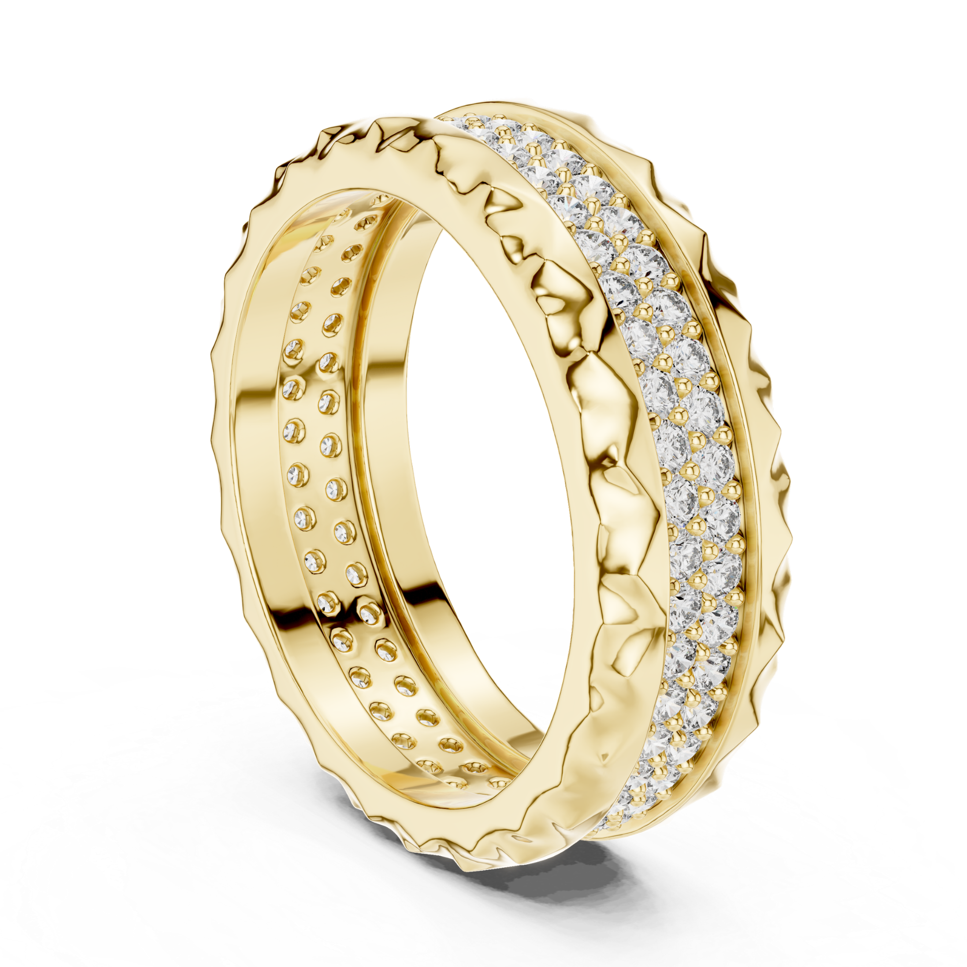 Yellow gold eternity ring with textured band
Round diamond band in polished yellow gold
Yellow gold pave ring with carved texture
Modern yellow gold ring with round diamonds
Luxury yellow gold band with sparkling diamonds
Textured yellow gold ring with continuous diamonds
Elegant yellow gold diamond band design
Wide yellow gold ring with pave set diamonds
Yellow gold anniversary band with textured edges
Statement yellow gold ring with bold texture