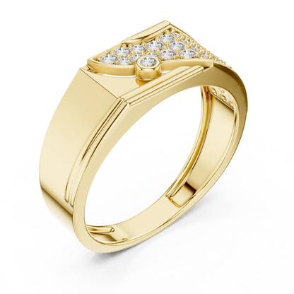 Yellow gold pave diamond statement ring side view
Side angle yellow gold diamond fashion ring
Yellow gold geometric pave diamond ring profile
Modern yellow gold wide band with diamonds
Contemporary yellow gold statement diamond ring
Yellow gold luxury ring with pave diamonds
Elegant yellow gold designer diamond band
Bold yellow gold ring with diamond detailing
Yellow gold polished statement ring perspective
Yellow gold fashion band with pave diamonds