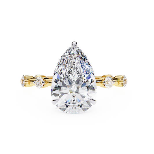 Pear Cut Diamond Hidden Halo Ring In Yellow Gold
Yellow Gold Pear Diamond Solitaire Ring
Pear Shape Diamond Ring With Round Side Stones
Yellow Gold Ring With Pear Cut Center Diamond
Four Prong Pear Diamond Ring In Yellow Gold
Front View Pear Cut Diamond Hidden Halo Ring
Yellow Gold Diamond Ring With Pear Solitaire
Contemporary Pear Shape Diamond Ring
Pear Cut Engagement Ring With Diamond Band
Yellow Gold Pear Diamond Ring Front View