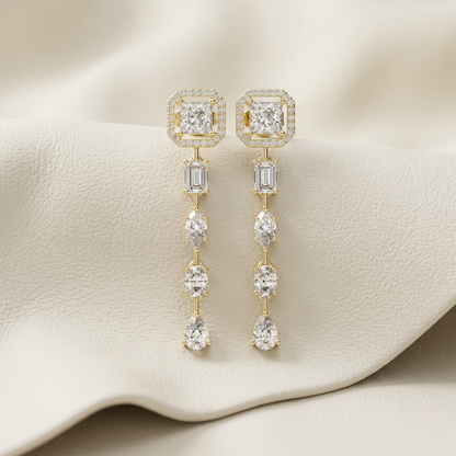 Yellow gold princess cut diamond halo drop earrings
Luxury multi shape diamond dangle earring pair
Princess cut halo diamond earrings with pear drops
Elegant emerald oval and pear diamond drop earrings
Fine jewelry long yellow gold diamond dangle earrings
Premium mixed cut diamond statement earrings
Sophisticated cascading multi stone diamond earrings
Luxury geometric princess cut diamond drop earrings
Elegant long diamond earrings with mixed shape stones
Contemporary yellow gold multi shape diamond earring