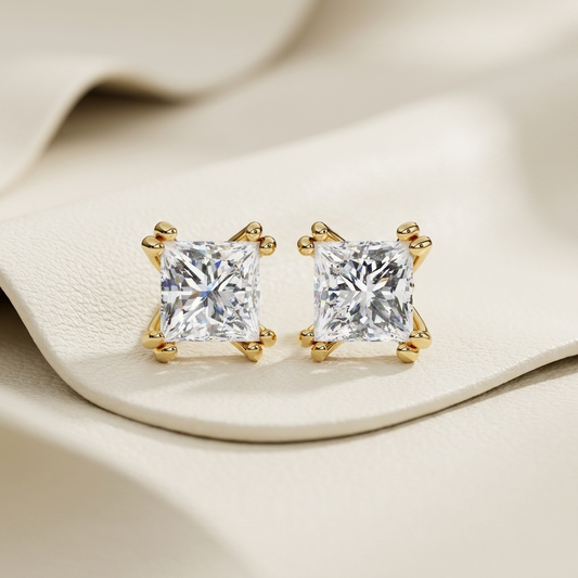 Yellow Gold Princess Diamond Stud Earrings Four Prong
Princess Cut Diamond Stud Earrings Gold Setting View
Square Diamond Earrings With Four Prong Setting
Princess Diamond Earrings Pair Front Display Design
Lab Grown Princess Diamond Stud Earrings Collection
Fine Princess Cut Diamond Earrings Jewelry Style
Classic Princess Diamond Stud Earrings Product View
Gold Princess Diamond Earrings Close Up Display
Minimal Princess Cut Diamond Stud Earrings Design
Premium Princess Diamond Earrings Prong Setting View