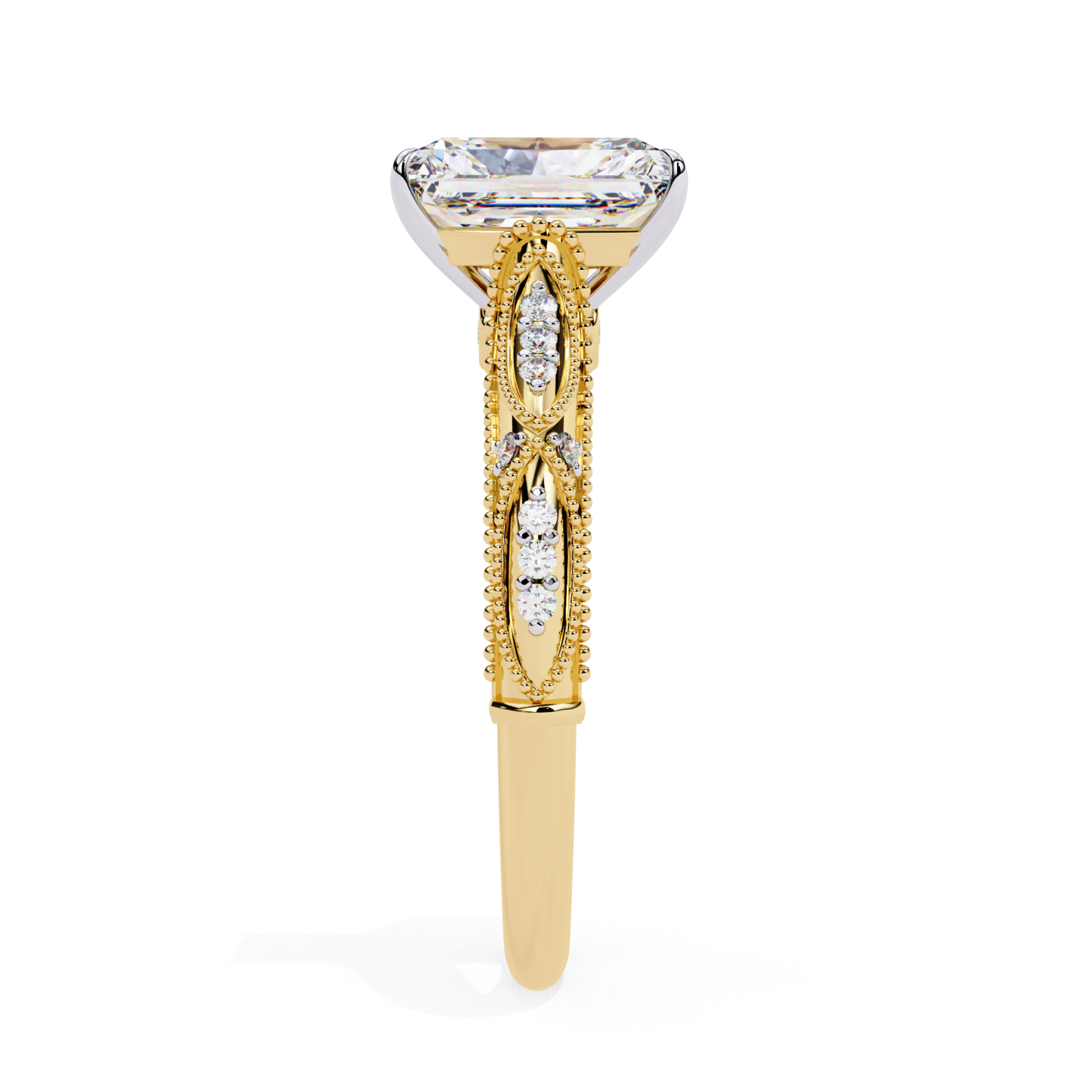 Radiant diamond ring side view
Yellow gold radiant ring profile
Radiant cut diamond gold band
Side view radiant diamond ring
Yellow gold ring with radiant stone
Radiant diamond ring gold setting
Gold band radiant diamond side
Radiant cut diamond ring side
Yellow gold radiant diamond ring
Radiant diamond ring side angle