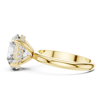 Yellow gold round brilliant solitaire ring side view
Side view of round brilliant diamond ring
Yellow gold four prong solitaire ring profile
Round brilliant diamond ring with hidden halo
Yellow gold hidden halo diamond ring
Lab grown round brilliant solitaire ring
Yellow gold ring with hidden halo setting
Side profile of round brilliant diamond ring
Yellow gold polished solitaire ring profile
Round brilliant hidden halo engagement ring