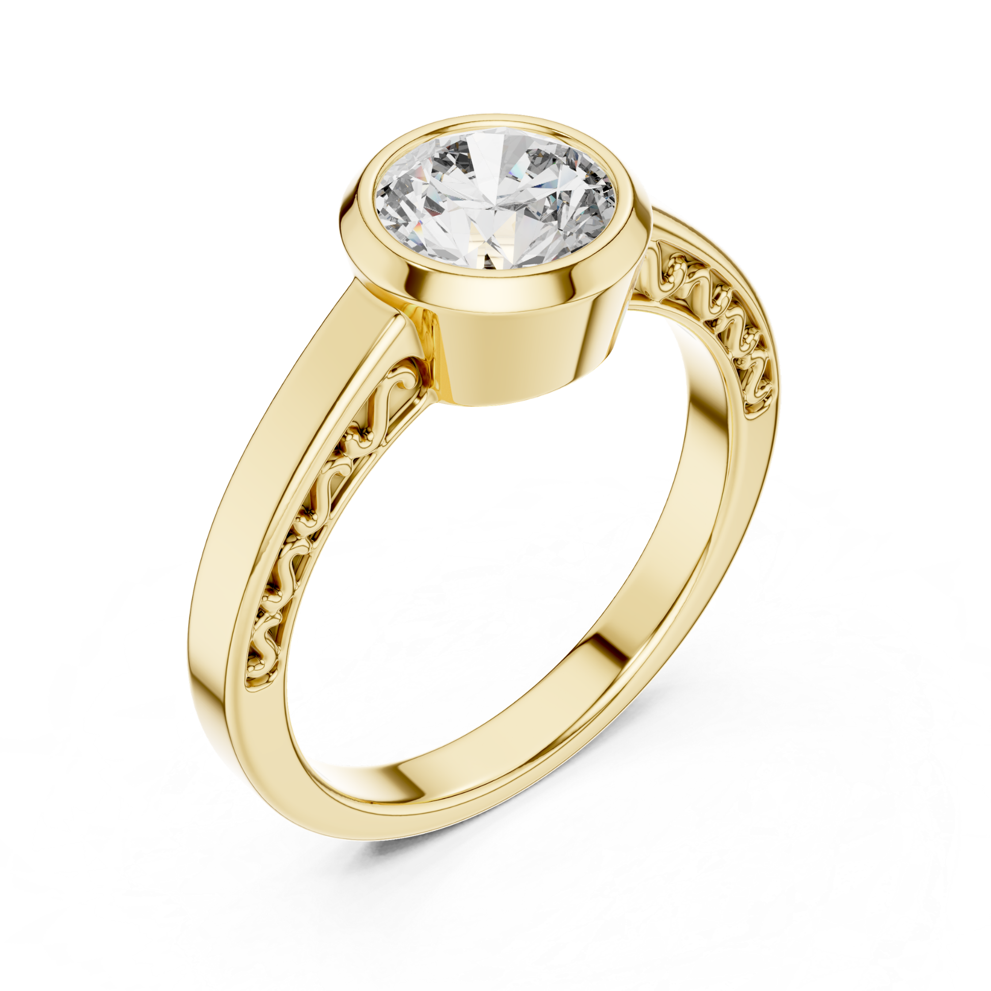 Yellow gold round diamond bezel solitaire ring angle view
Yellow gold round bezel diamond ring angled profile
Round diamond bezel solitaire ring in yellow gold
Polished yellow gold bezel diamond ring angle view
Round brilliant bezel set diamond gold ring design
Yellow gold round bezel diamond ring profile view
Angled round diamond bezel setting gold ring design
Yellow gold bezel set solitaire diamond ring angle
Round diamond yellow gold bezel ring perspective
Yellow gold bezel solitaire diamond ring design