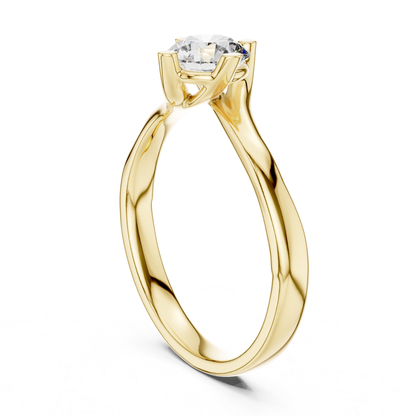 Vertical view yellow gold twisted solitaire ring
Yellow gold round diamond upright profile ring
Twisted band solitaire diamond vertical view
Yellow gold engagement ring upright angle
Round diamond solitaire ring vertical profile
Minimal twisted diamond ring yellow gold
Yellow gold prong set solitaire upright ring
Elegant round diamond twist band vertical
Modern yellow gold solitaire ring upright
Round diamond twisted band ring vertical view