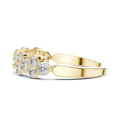 Angled view yellow gold diamond cluster band ring
Yellow gold round diamond band angled profile
Diamond cluster wedding band angled view
Yellow gold multi diamond ring close view
Round diamond stackable band angled style
Shared prong diamond band yellow gold ring
Yellow gold floral diamond ring angled view
Minimal diamond cluster band yellow gold
Round diamond anniversary band gold ring
Yellow gold diamond statement band angled view