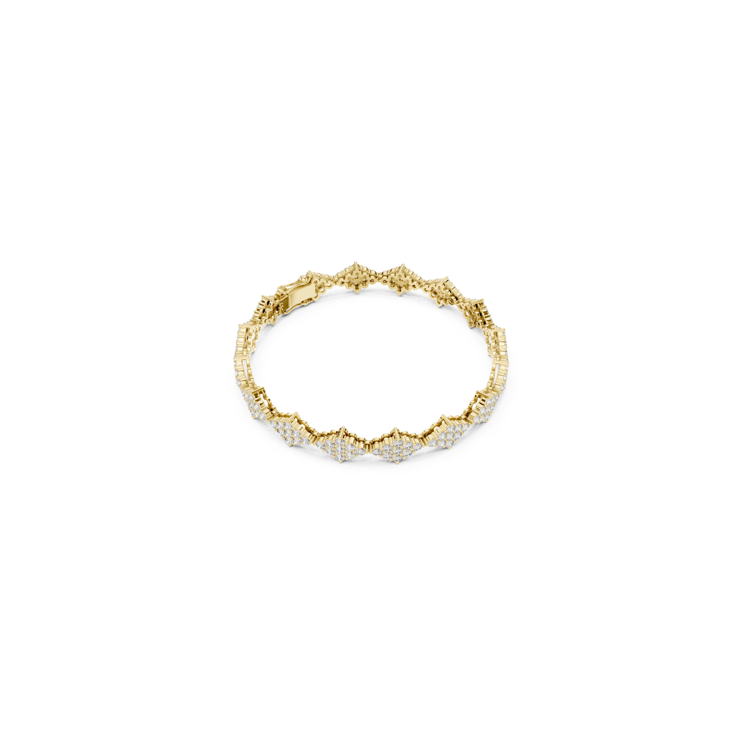 Yellow gold round diamond cluster tennis bracelet top view
Top view of round diamond cluster bracelet
Yellow gold bracelet with round diamond clusters
Round diamond tennis bracelet from above
Yellow gold diamond bracelet with cluster links
Complete top view of diamond cluster bracelet
Round diamond link bracelet in yellow gold
Yellow gold bracelet featuring floral diamond clusters
Round diamond cluster tennis bracelet on white background
Yellow gold diamond bracelet with repeating clusters