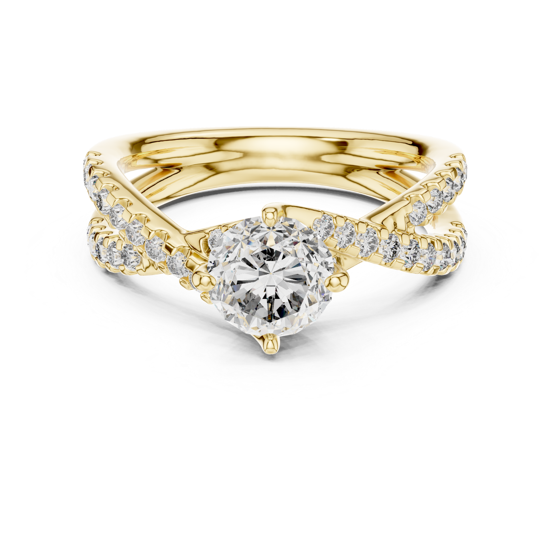 Yellow gold round diamond criss cross engagement ring
Round diamond crossover engagement ring design
Yellow gold split shank diamond ring style
Criss cross diamond ring for women jewelry
Round solitaire diamond crossover ring setting
Yellow gold pave diamond engagement ring band
Twisted diamond band with round center stone ring
Lab diamond criss cross ring in gold metal
Elegant crossover diamond ring design setting
Round diamond split band engagement ring style