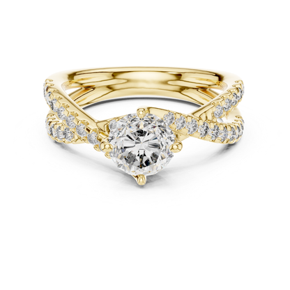 Yellow gold round diamond criss cross engagement ring
Round diamond crossover engagement ring design
Yellow gold split shank diamond ring style
Criss cross diamond ring for women jewelry
Round solitaire diamond crossover ring setting
Yellow gold pave diamond engagement ring band
Twisted diamond band with round center stone ring
Lab diamond criss cross ring in gold metal
Elegant crossover diamond ring design setting
Round diamond split band engagement ring style