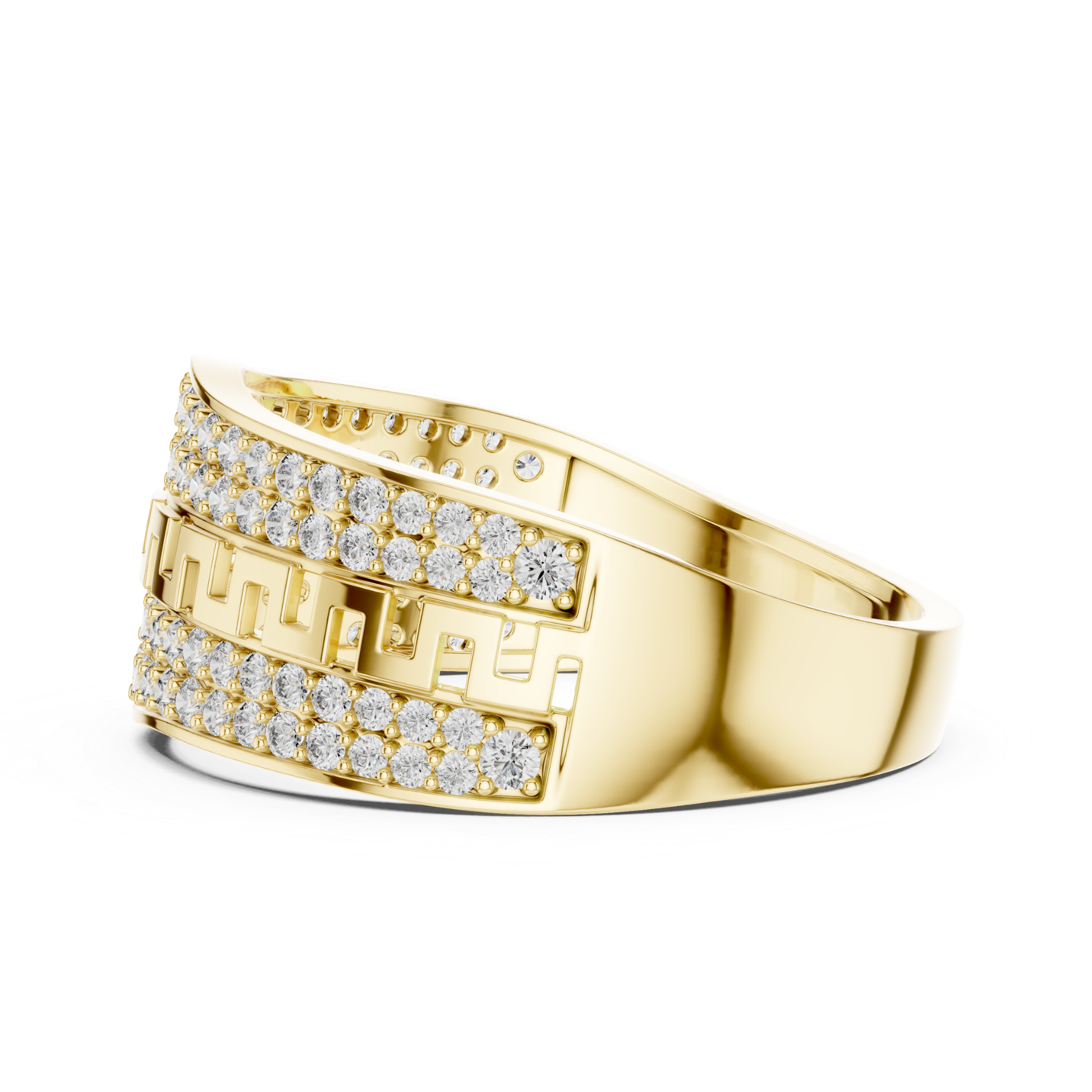 Yellow gold round diamond Greek key ring side view
Side profile yellow gold pave diamond band ring
Yellow gold geometric pattern diamond ring
Modern yellow gold wide diamond fashion band
Yellow gold structured Greek key design ring
Contemporary yellow gold round diamond band
Yellow gold luxury pave diamond ring side angle
Elegant yellow gold patterned wide band ring
Yellow gold round diamond statement ring profile
Yellow gold geometric diamond band side view