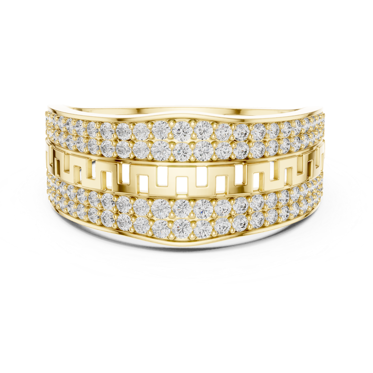 Yellow gold round diamond Greek pattern band ring
Modern yellow gold pave diamond wide band ring
Yellow gold geometric pattern diamond ring
Round diamond yellow gold statement band ring
Yellow gold textured diamond fashion ring
Contemporary yellow gold wide diamond band
Yellow gold layered pave diamond ring design
Elegant yellow gold geometric diamond band
Yellow gold round diamond luxury band ring
Yellow gold patterned wide diamond ring