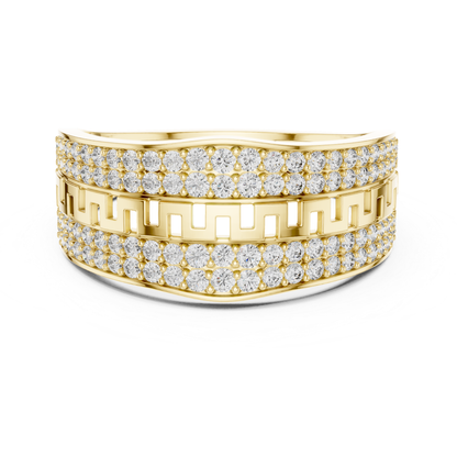 Yellow gold round diamond Greek pattern band ring
Modern yellow gold pave diamond wide band ring
Yellow gold geometric pattern diamond ring
Round diamond yellow gold statement band ring
Yellow gold textured diamond fashion ring
Contemporary yellow gold wide diamond band
Yellow gold layered pave diamond ring design
Elegant yellow gold geometric diamond band
Yellow gold round diamond luxury band ring
Yellow gold patterned wide diamond ring