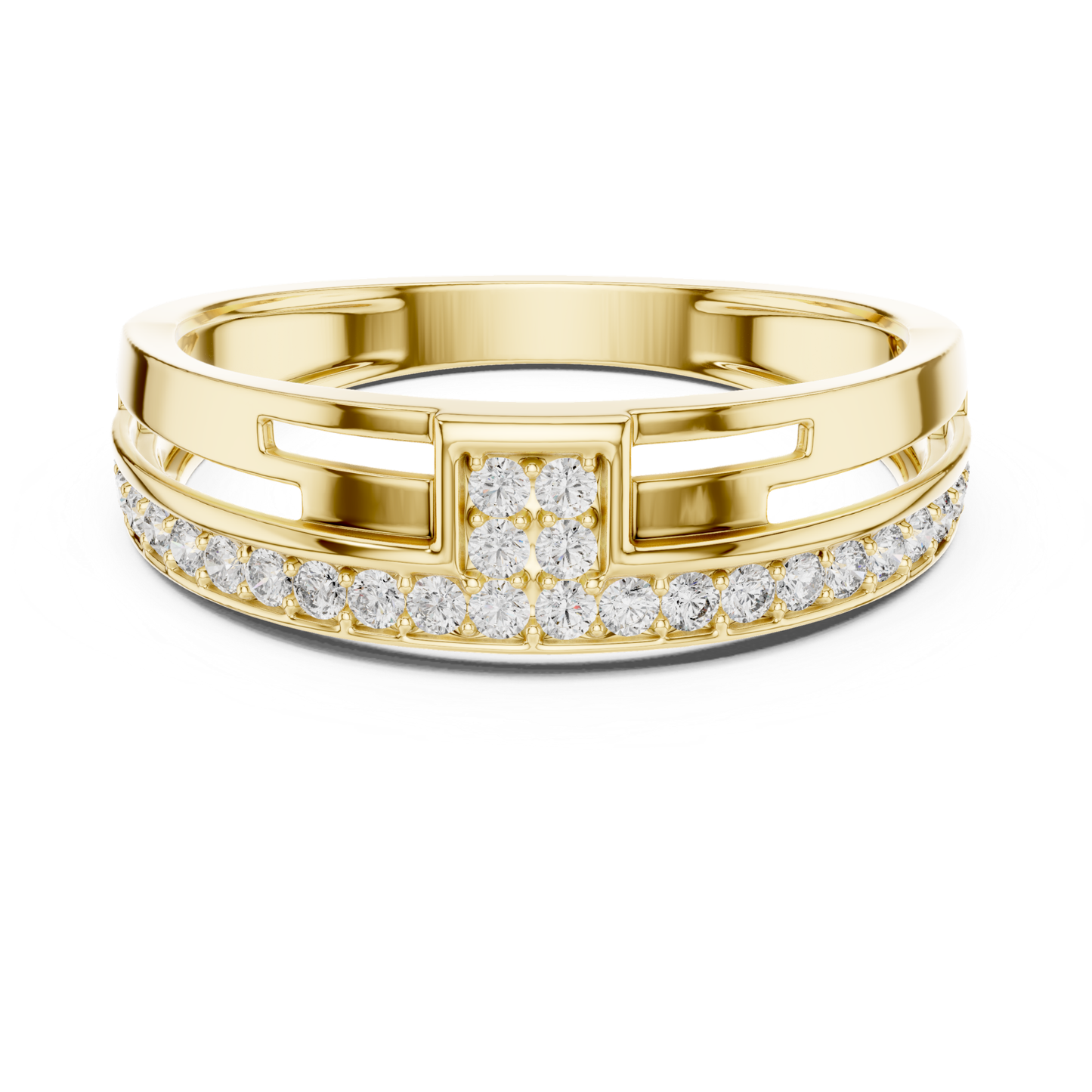 Yellow gold minimalist band ring with round diamonds
Elegant yellow gold diamond band for women
Modern yellow gold geometric diamond ring design
Yellow gold sleek band ring with pave diamonds
Luxury yellow gold round diamond fashion ring
Stylish yellow gold contemporary diamond band
Fine jewelry yellow gold minimalist diamond ring
Unique yellow gold designer ring with diamonds
Handmade yellow gold diamond band closeup view
Yellow gold modern ring with sparkling round diamonds