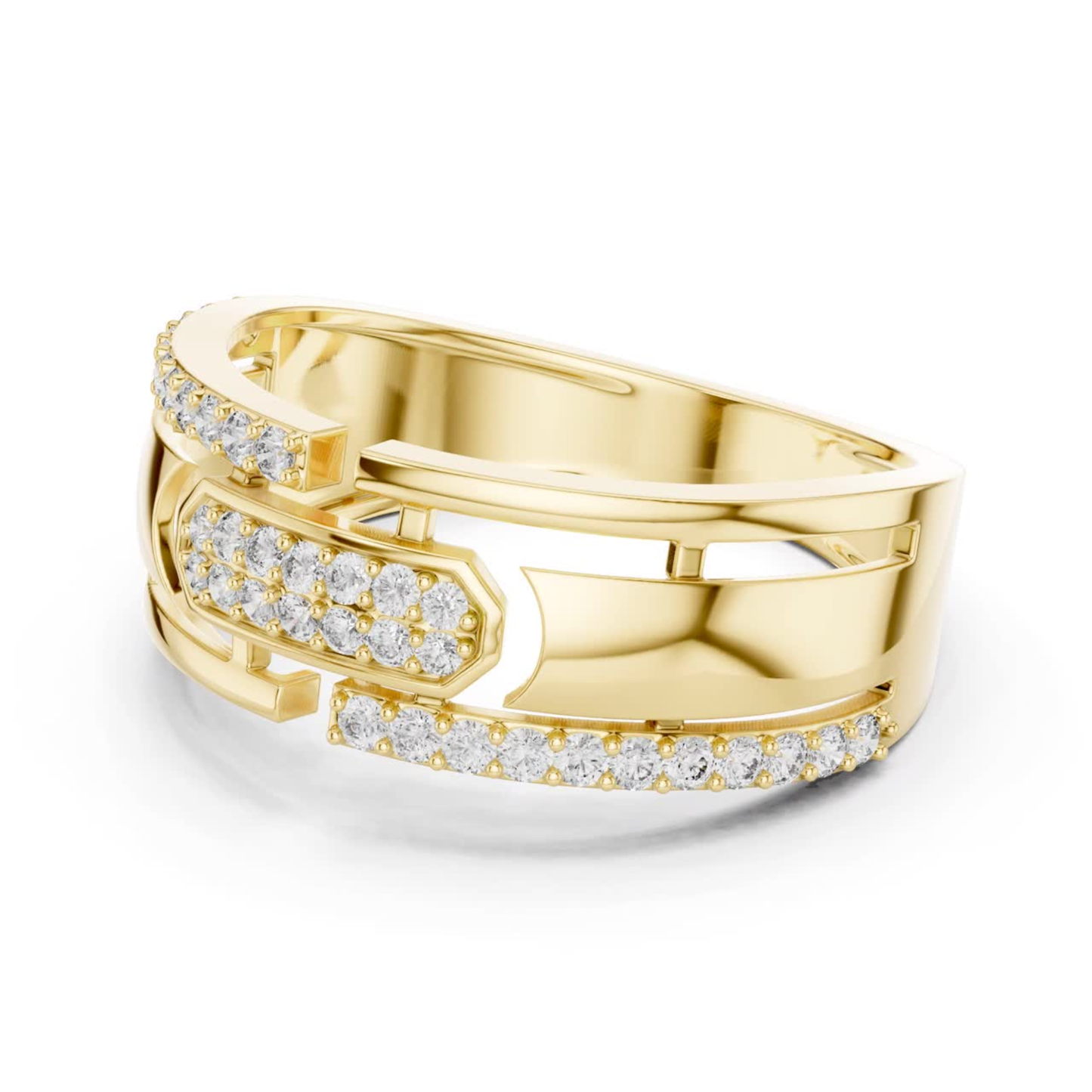 Yellow gold round diamond open designer ring
Luxury yellow gold ring with sparkling diamonds
Elegant yellow gold geometric diamond ring
Stylish yellow gold open pattern diamond band
Premium yellow gold round diamond fashion ring
Modern yellow gold statement ring with pave diamonds
High polish yellow gold designer diamond ring
Bold yellow gold ring featuring round cut diamonds
Exclusive yellow gold luxury diamond band ring
Designer yellow gold open style diamond jewelry ring