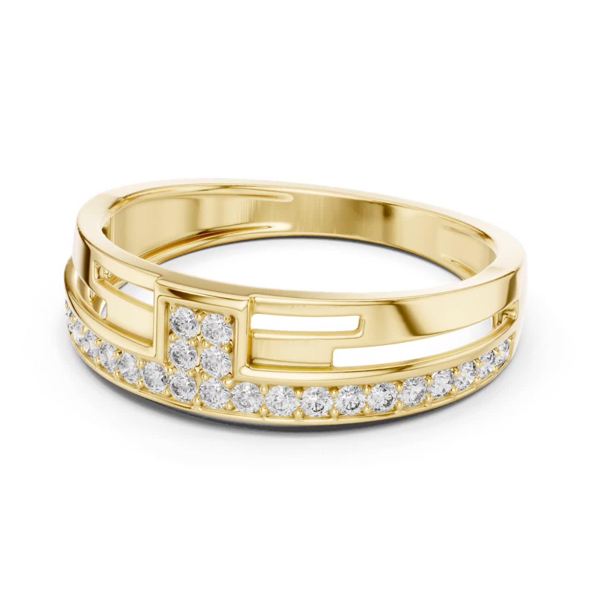 Yellow gold sleek open band ring with round diamonds
Elegant yellow gold minimalist diamond ring design
Modern yellow gold diamond fashion band for women
Yellow gold contemporary ring with pave diamonds
Luxury yellow gold round diamond band ring
Stylish yellow gold open frame diamond ring
Fine jewelry yellow gold modern diamond band
Unique yellow gold designer ring closeup view
Handmade yellow gold geometric diamond ring
Yellow gold sparkling diamond minimalist band