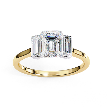 Yellow gold band with three diamonds
Three diamonds in yellow gold setting
Yellow gold ring with three stones
Three stone diamond ring in gold
Close up of gold ring with diamonds
Three diamonds in yellow gold band
Side view of yellow gold ring
Yellow gold band with diamonds
Three diamonds set in gold band
Top view of gold three stone ring