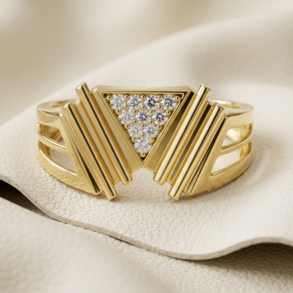 Yellow Gold Triangle Cluster Diamond Band
Triangle Cluster Diamond Band Ring
Yellow Gold Geometric Diamond Band
Modern Triangle Diamond Statement Band
Triangle Cluster Diamond Ring
Yellow Gold Diamond Band Close Up
Geometric Triangle Diamond Ring
Gold Triangle Diamond Band
Triangle Diamond Band Front View
Contemporary Triangle Cluster Diamond Band