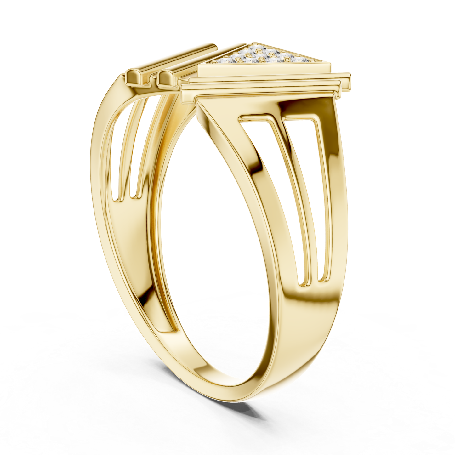 Yellow gold triangle diamond ring side view design
Side angle yellow gold geometric diamond ring
Modern yellow gold triangle diamond ring profile
Yellow gold open shank geometric ring side view
Luxury yellow gold triangle pavé diamond ring angle
Yellow gold split band diamond fashion ring side view
Designer yellow gold geometric cocktail ring profile
Bold yellow gold triangle diamond ring side design
Yellow gold modern diamond statement ring side angle
Side profile yellow gold geometric triangle band ring