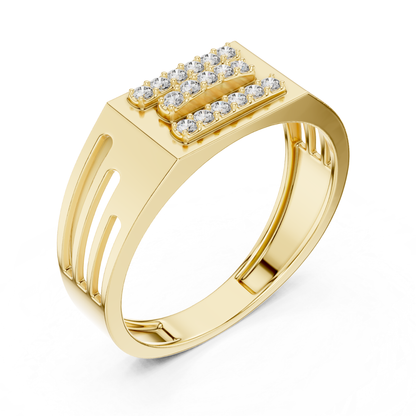 Angled view yellow gold triple row diamond ring
Yellow gold round diamond ring perspective view
Triple row yellow gold statement diamond ring
Modern yellow gold geometric diamond band ring
Wide band yellow gold ring with round diamonds
Yellow gold designer ring with triple diamond rows
Contemporary yellow gold diamond fashion ring
Luxury yellow gold triple row diamond ring
Yellow gold structured band with round diamonds
Bold yellow gold diamond ring angled profile