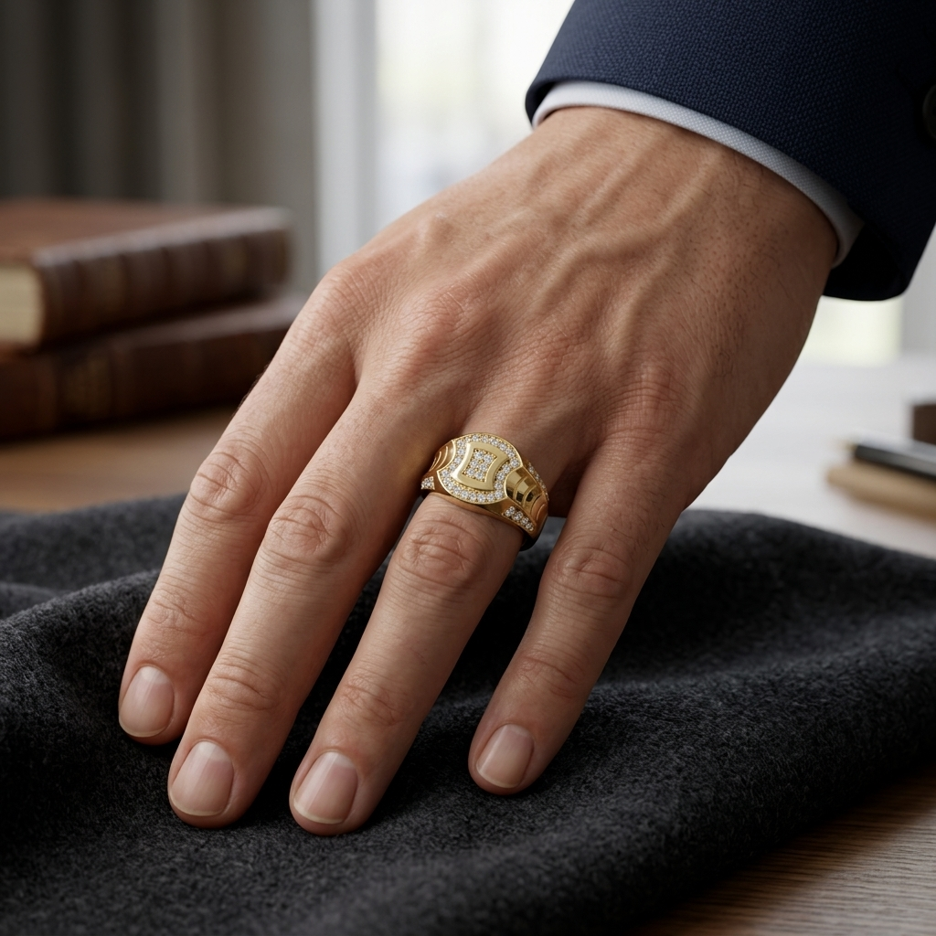 Round Lab Grown Diamond Signet Ring