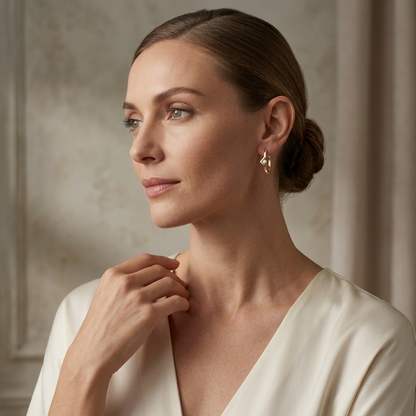 Round Lab Grown Diamond Chevron Hoop Earrings
