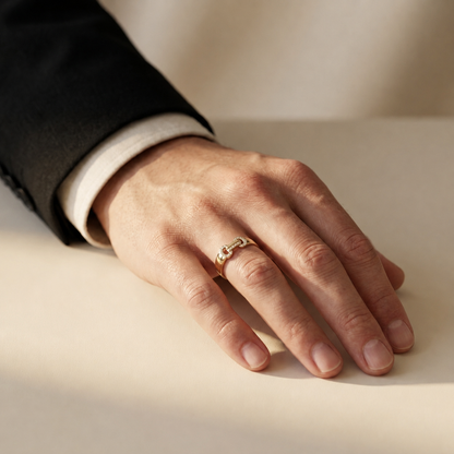 Round Lab Grown Diamond Buckle Signet Ring