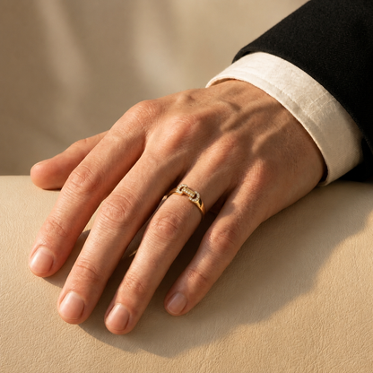 Round Lab Grown Diamond Buckle Signet Ring