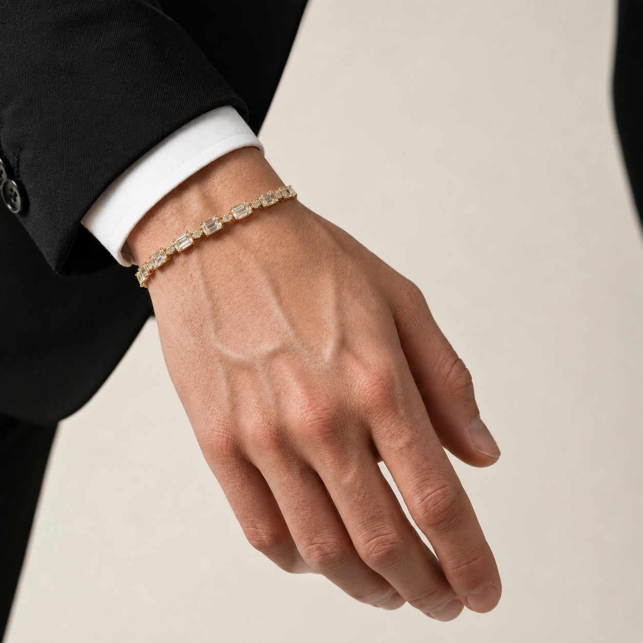 Emerald & Round Lab Grown Diamond Tennis Bracelet
