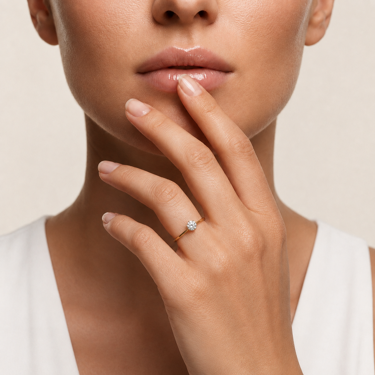 Runder Diamant klassischer Bandring | Feines 18K 14K 10K Gold Luxe