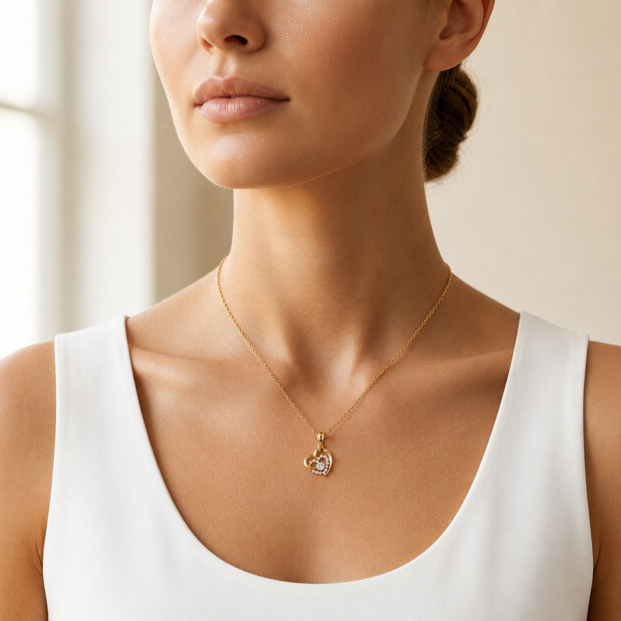 Herz-Rahmen-Diamant-Kreis-Anhänger | 18K Goldschmuck