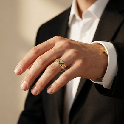 Round Lab Grown Diamond Triangle Geometric Ring