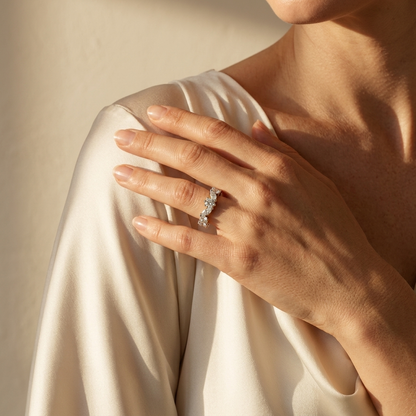 Round & Marquise Lab Grown Diamond Curved Wedding Band