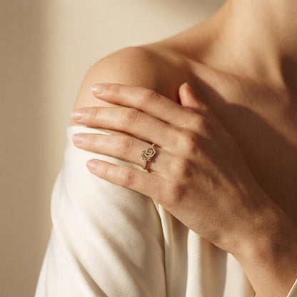 Modern Pavé Spiral Lab Grown Diamond Statement Ring in Yellow Gold